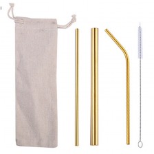 4 Pack Stainless Steel Straw Set With Pouch Brush